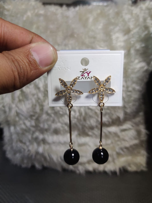 Gold Plated star zircon with Pure Pearl Earrings. - Aroosh Jewellers